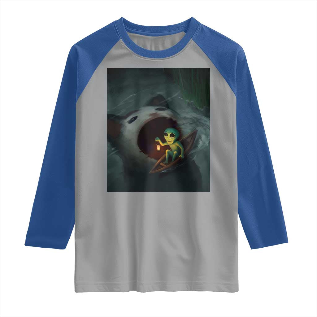 Funny Alien Cat Meme Raglan Shirt Weird Silly TS10 Sport Gray Royal Print Your Wear
