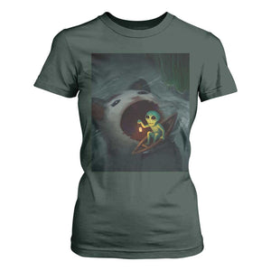 Funny Alien Cat Meme T Shirt For Women Weird Silly TS10 Dark Forest Green Print Your Wear