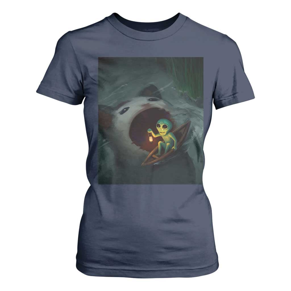 Funny Alien Cat Meme T Shirt For Women Weird Silly TS10 Navy Print Your Wear