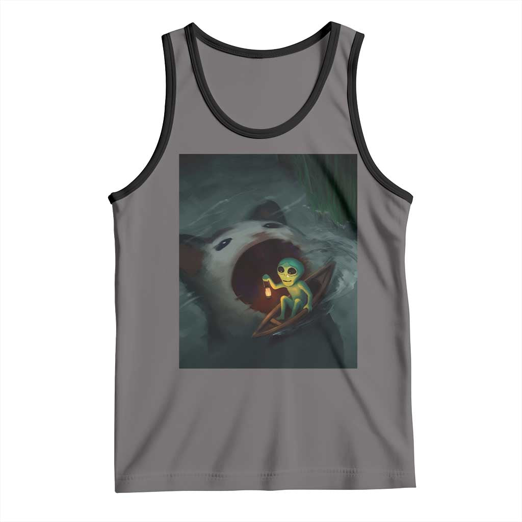 Funny Alien Cat Meme Tank Top Weird Silly TS10 Deep Heather Black Print Your Wear