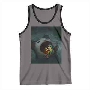Funny Alien Cat Meme Tank Top Weird Silly TS10 Deep Heather Black Print Your Wear