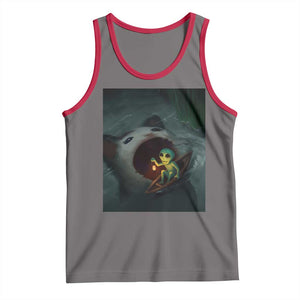 Funny Alien Cat Meme Tank Top Weird Silly TS10 Deep Heather Red Print Your Wear