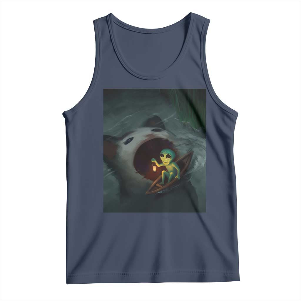 Funny Alien Cat Meme Tank Top Weird Silly TS10 Navy Print Your Wear