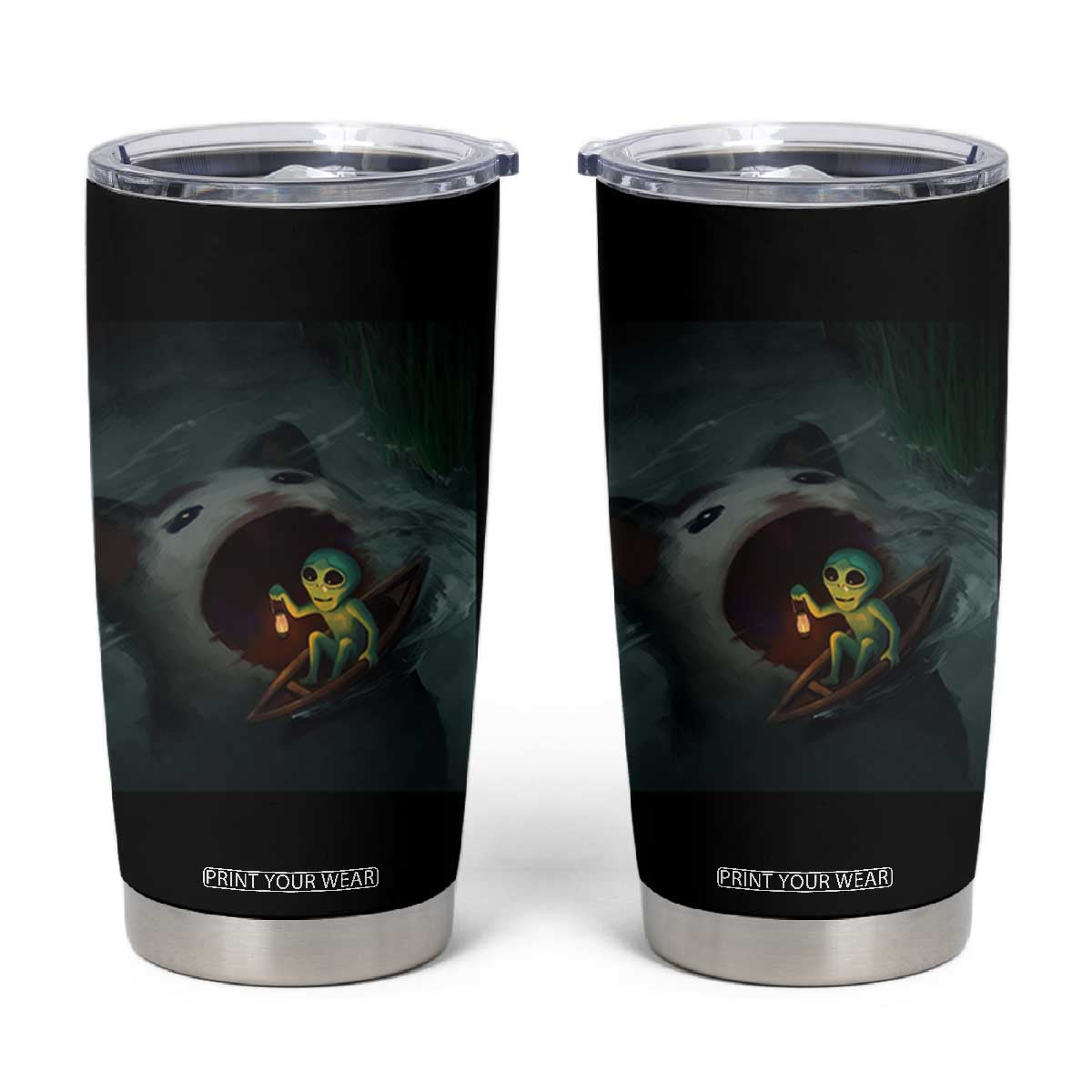 Funny Alien Cat Meme Tumbler Cup Weird Silly TS10 Black Print Your Wear
