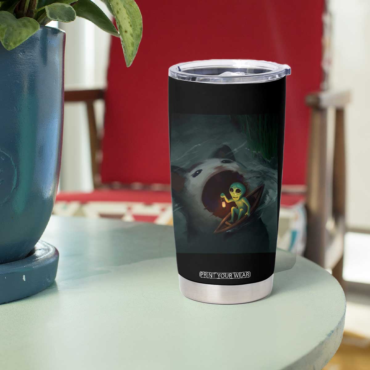 Funny Alien Cat Meme Tumbler Cup Weird Silly TS10 Print Your Wear