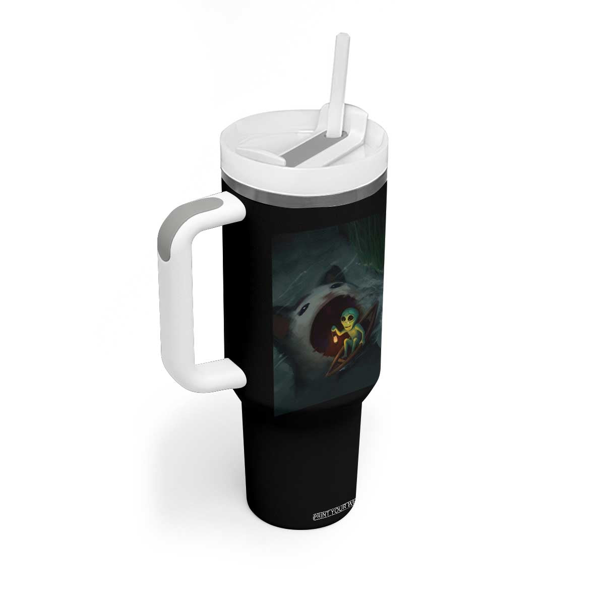 Funny Alien Cat Meme Tumbler With Handle Weird Silly TS10 Print Your Wear