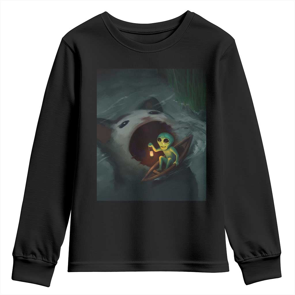 Funny Alien Cat Meme Youth Sweatshirt Weird Silly TS10 Black Print Your Wear