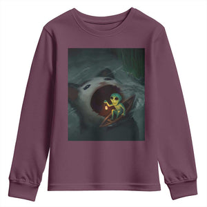 Funny Alien Cat Meme Youth Sweatshirt Weird Silly TS10 Maroon Print Your Wear