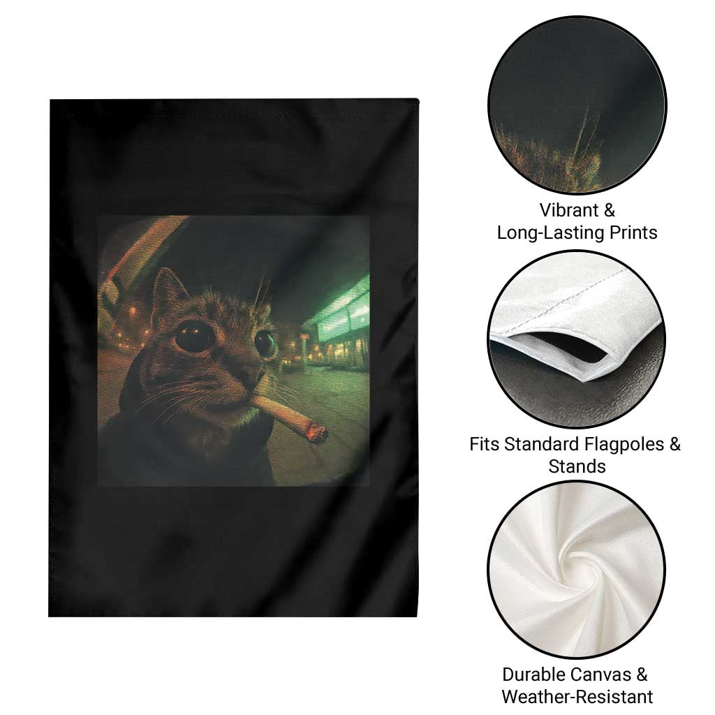Funny Smoking Cat Garden Flag Retro 90s Grunge Cat Selfie Streetwear Meme TS10 Print Your Wear