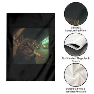 Funny Smoking Cat Garden Flag Retro 90s Grunge Cat Selfie Streetwear Meme TS10 Print Your Wear