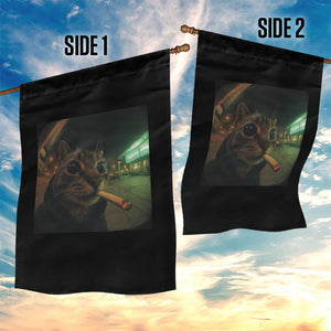 Funny Smoking Cat Garden Flag Retro 90s Grunge Cat Selfie Streetwear Meme TS10 Print Your Wear