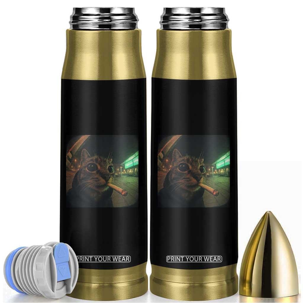 Funny Smoking Cat Bullet Tumbler Retro 90s Grunge Cat Selfie Streetwear Meme TS10 Black Print Your Wear