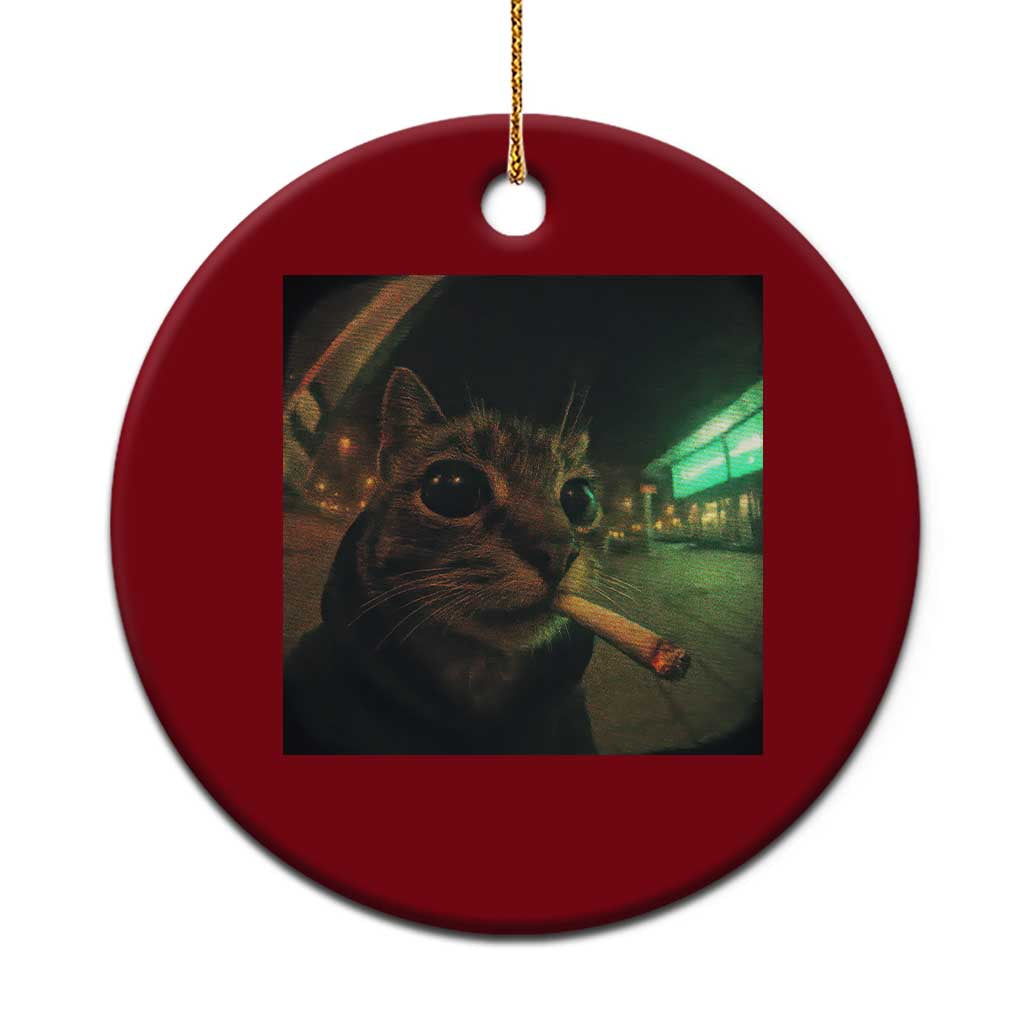 Funny Smoking Cat Ceramic Ornament Retro 90s Grunge Cat Selfie Streetwear Meme TS10 1pc Red Print Your Wear