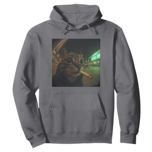 Funny Smoking Cat Hoodie Retro 90s Grunge Cat Selfie Streetwear Meme TS10 Charcoal Print Your Wear