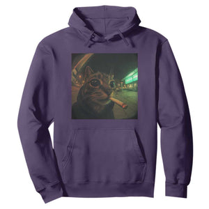Funny Smoking Cat Hoodie Retro 90s Grunge Cat Selfie Streetwear Meme TS10 Purple Print Your Wear