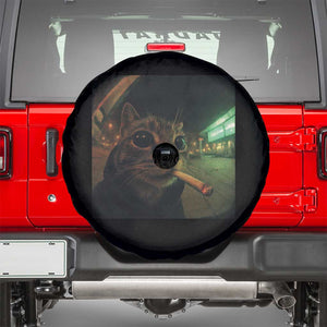 Funny Smoking Cat Spare Tire Cover Retro 90s Grunge Cat Selfie Streetwear Meme TS10 Black Print Your Wear