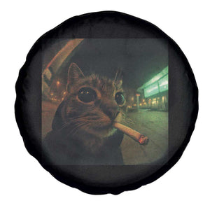 Funny Smoking Cat Spare Tire Cover Retro 90s Grunge Cat Selfie Streetwear Meme TS10 Print Your Wear