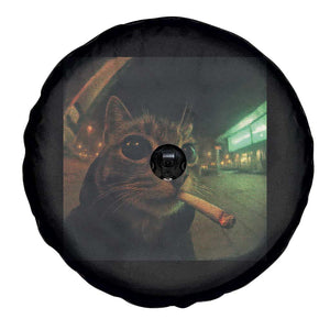 Funny Smoking Cat Spare Tire Cover Retro 90s Grunge Cat Selfie Streetwear Meme TS10 Print Your Wear