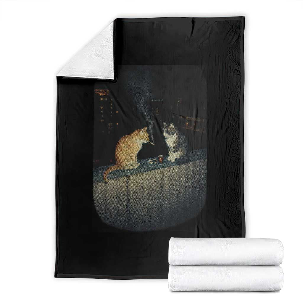 Funny Smoking Cat Throw Blanket Retro 90s Grunge Kitty Streetwear Meme TS10 Black Print Your Wear