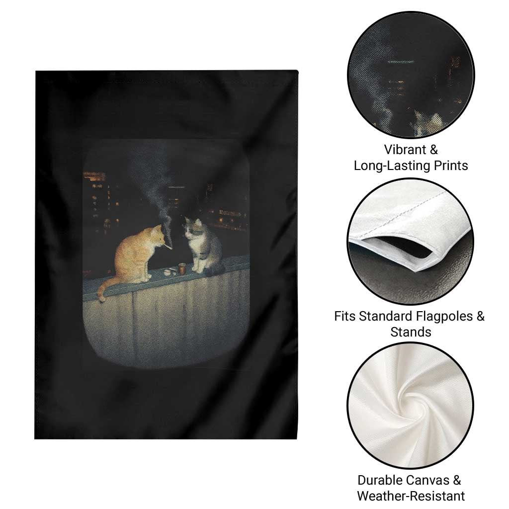 Funny Smoking Cat Garden Flag Retro 90s Grunge Kitty Streetwear Meme TS10 Print Your Wear
