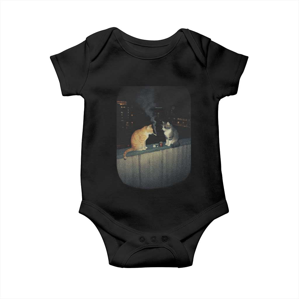 Funny Smoking Cat Baby Onesie Retro 90s Grunge Kitty Streetwear Meme TS10 Black Print Your Wear