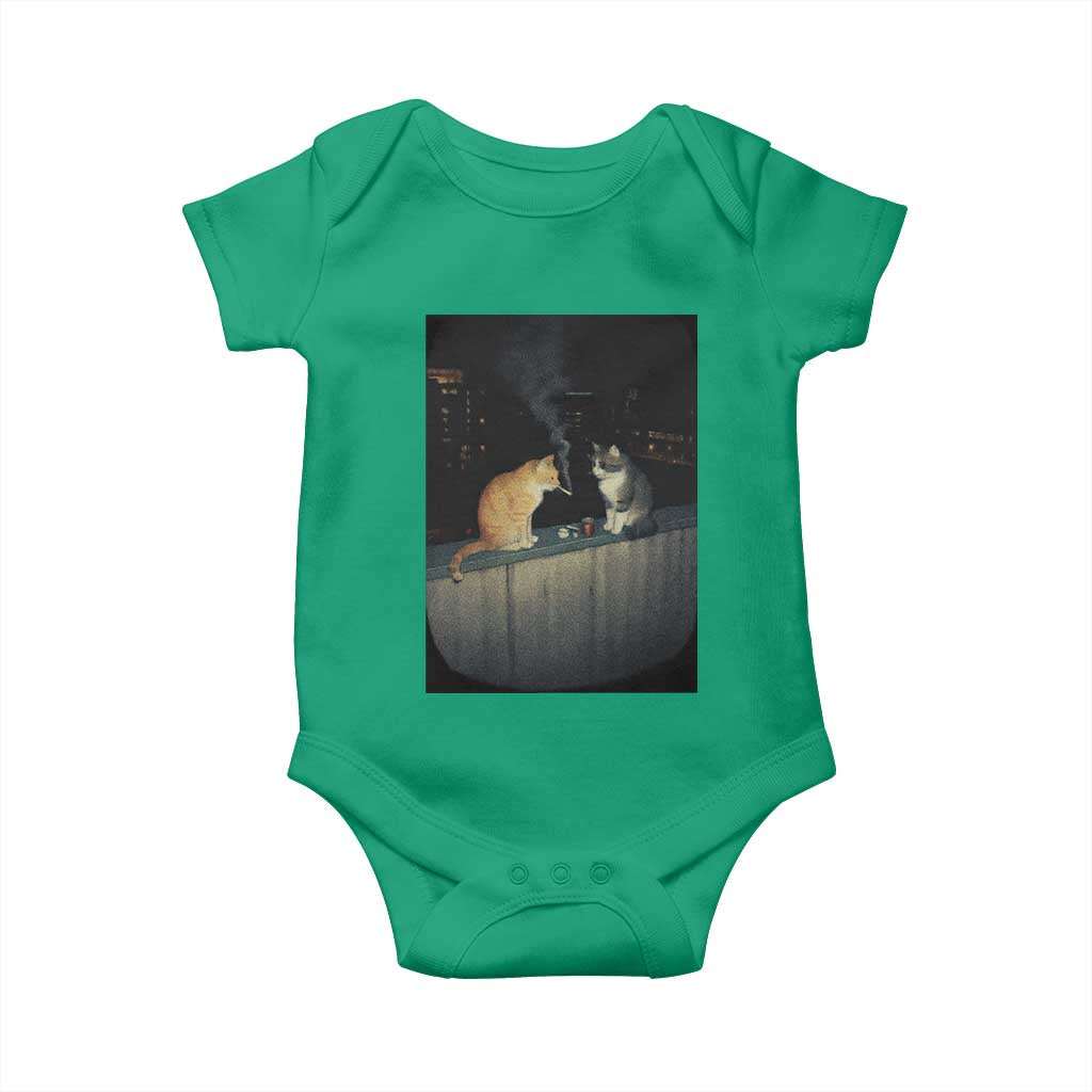 Funny Smoking Cat Baby Onesie Retro 90s Grunge Kitty Streetwear Meme TS10 Irish Green Print Your Wear