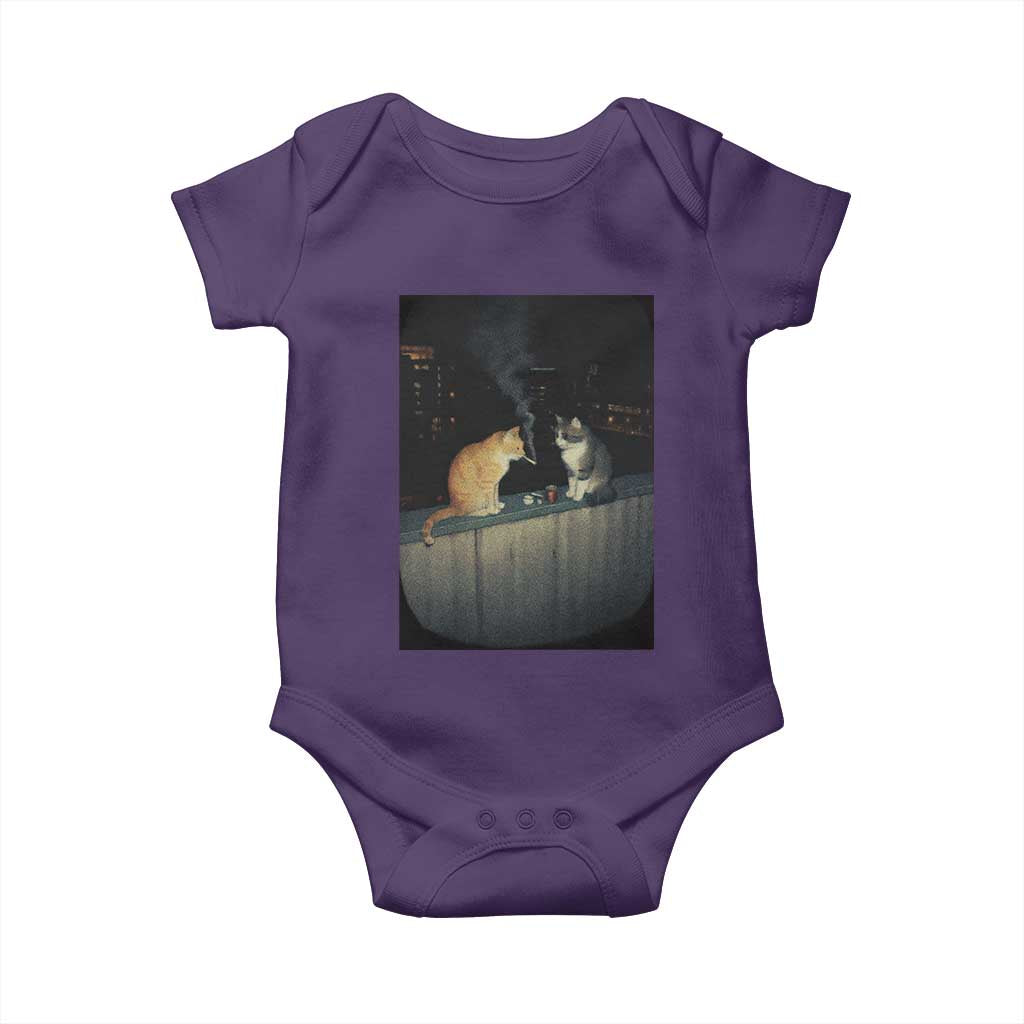 Funny Smoking Cat Baby Onesie Retro 90s Grunge Kitty Streetwear Meme TS10 Purple Print Your Wear