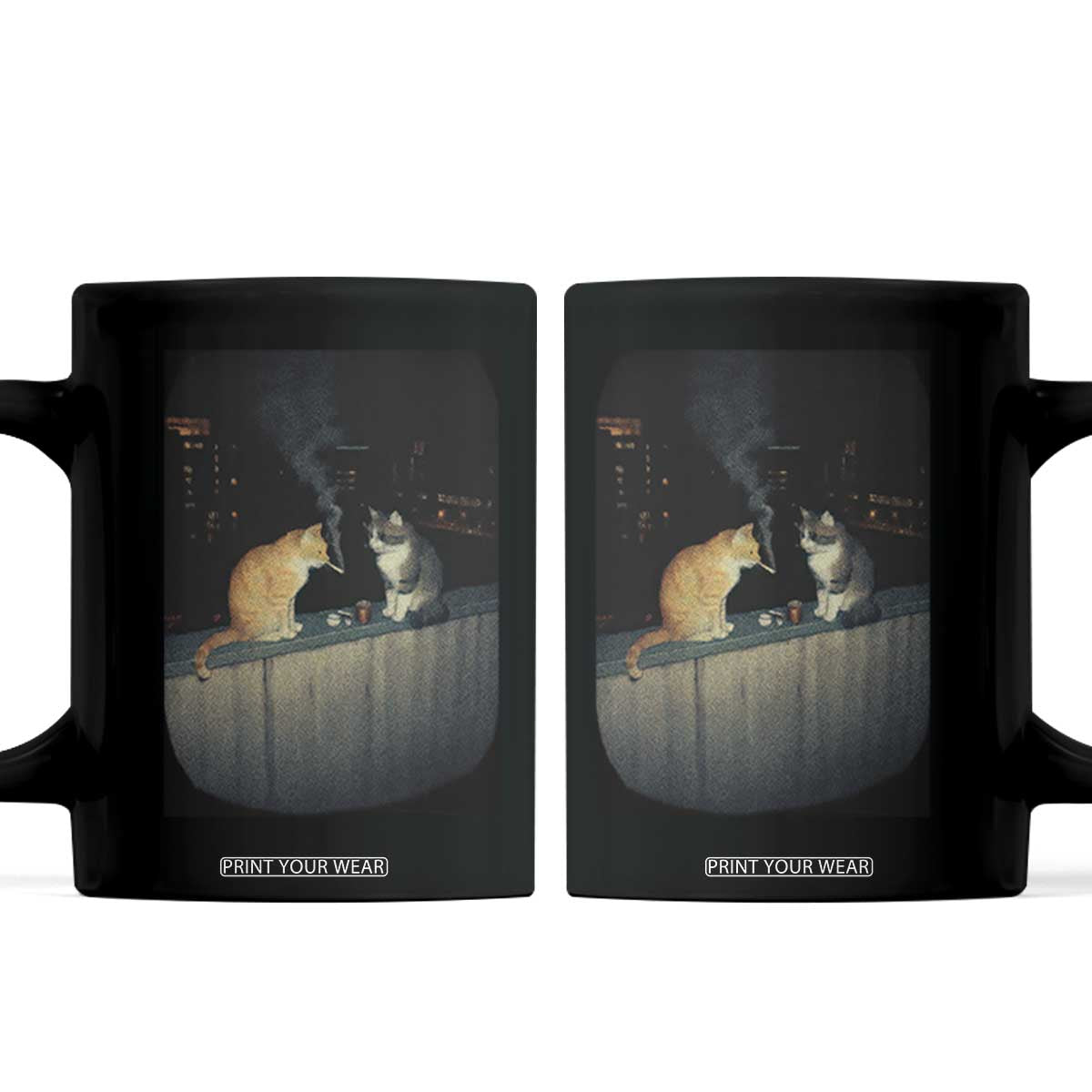 Funny Smoking Cat Coffee Mug Retro 90s Grunge Kitty Streetwear Meme TS10 Black Print Your Wear