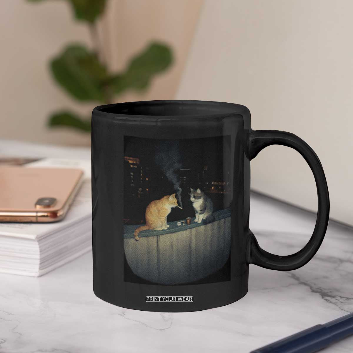 Funny Smoking Cat Coffee Mug Retro 90s Grunge Kitty Streetwear Meme TS10 Print Your Wear