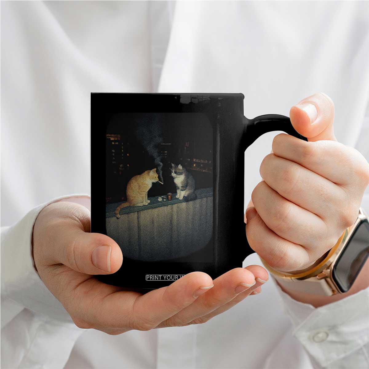 Funny Smoking Cat Coffee Mug Retro 90s Grunge Kitty Streetwear Meme TS10 Print Your Wear