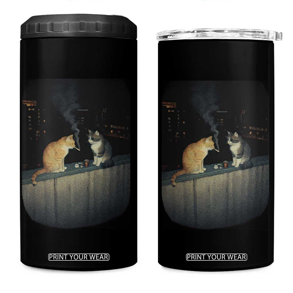 Funny Smoking Cat 4 in 1 Can Cooler Tumbler Retro 90s Grunge Kitty Streetwear Meme TS10 One Size: 16 oz Black Print Your Wear