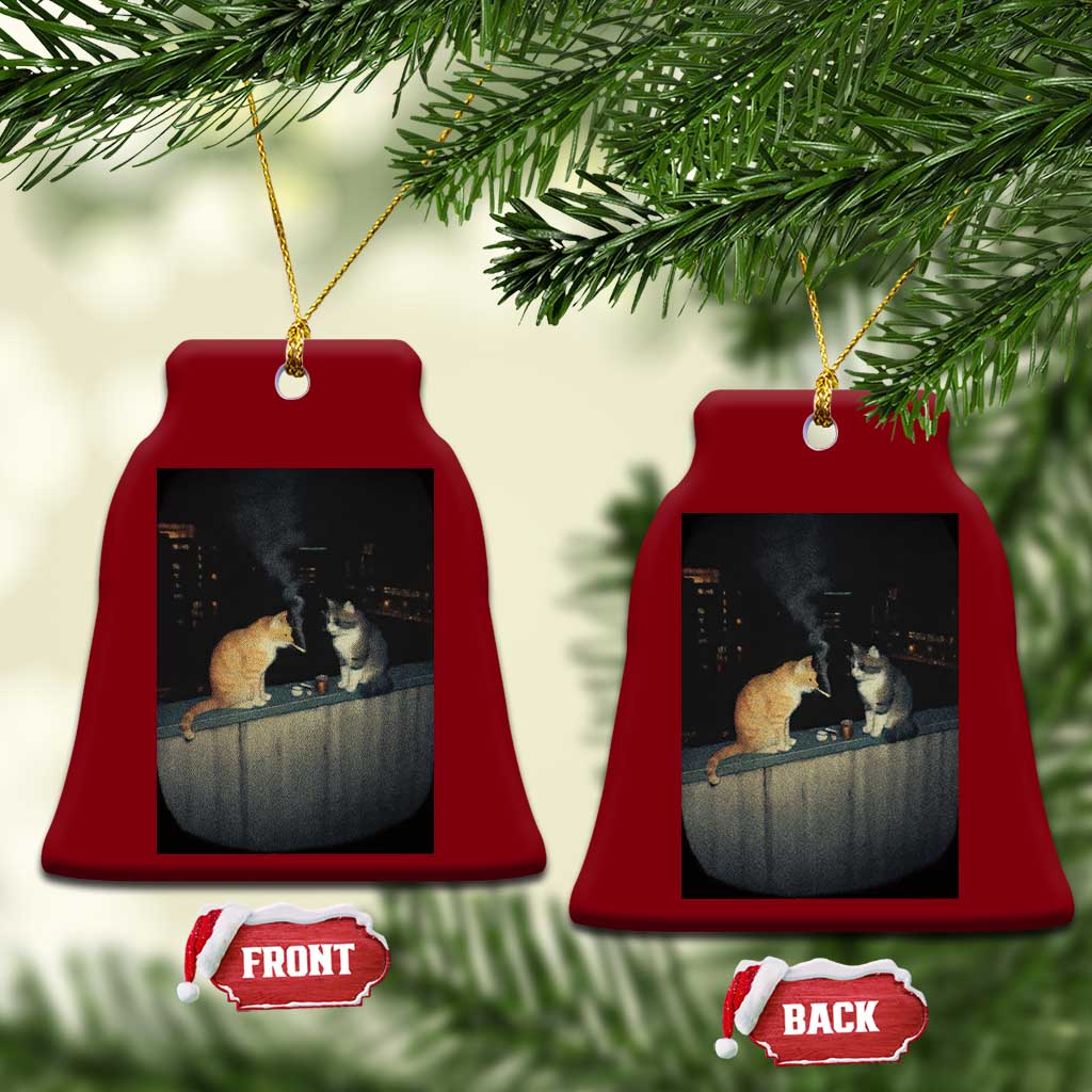 Funny Smoking Cat Ceramic Ornament Retro 90s Grunge Kitty Streetwear Meme TS10 Print Your Wear