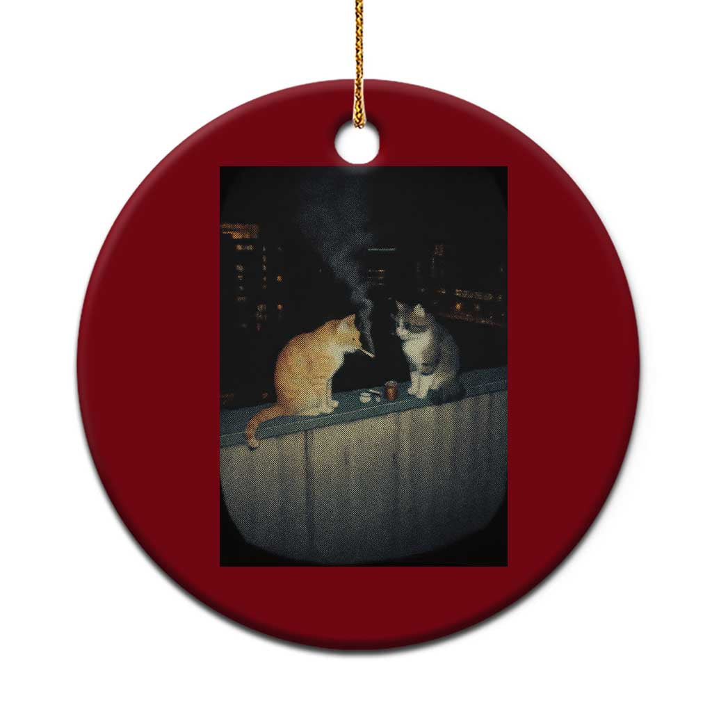 Funny Smoking Cat Ceramic Ornament Retro 90s Grunge Kitty Streetwear Meme TS10 1pc Red Print Your Wear