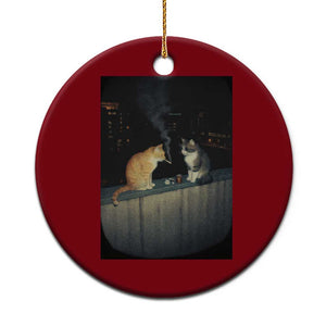 Funny Smoking Cat Ceramic Ornament Retro 90s Grunge Kitty Streetwear Meme TS10 1pc Red Print Your Wear
