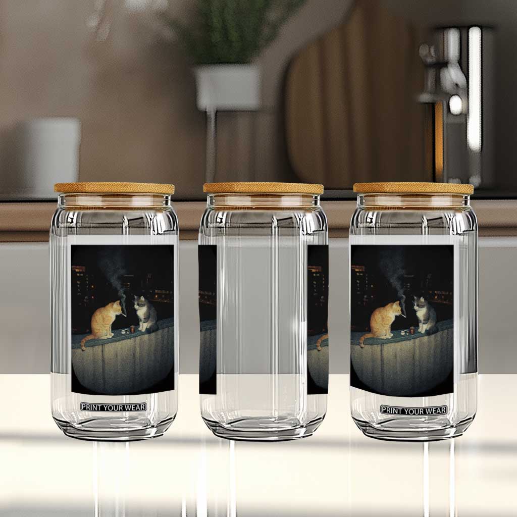 Funny Smoking Cat Glass Can Retro 90s Grunge Kitty Streetwear Meme TS10 Print Your Wear