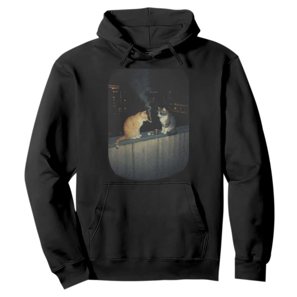 Funny Smoking Cat Hoodie Retro 90s Grunge Kitty Streetwear Meme TS10 Black Print Your Wear