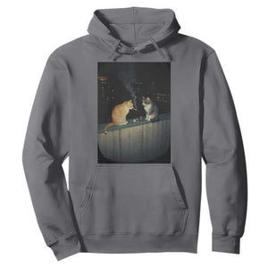 Funny Smoking Cat Hoodie Retro 90s Grunge Kitty Streetwear Meme TS10 Charcoal Print Your Wear