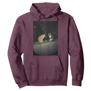 Funny Smoking Cat Hoodie Retro 90s Grunge Kitty Streetwear Meme TS10 Maroon Print Your Wear