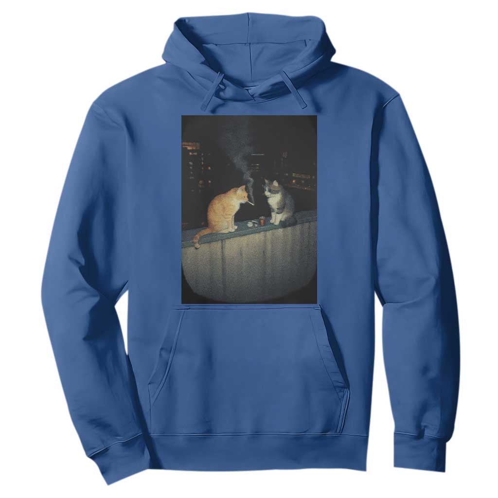 Funny Smoking Cat Hoodie Retro 90s Grunge Kitty Streetwear Meme TS10 Royal Blue Print Your Wear