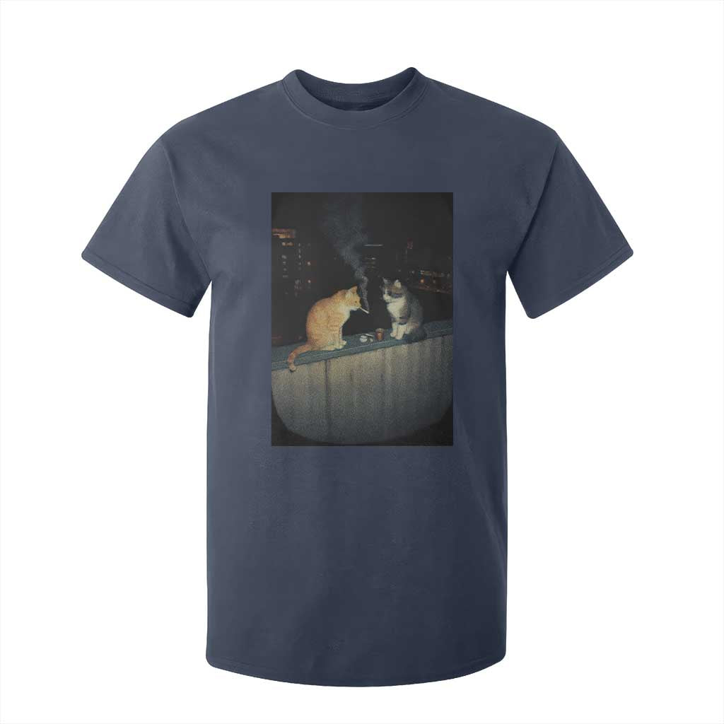 Funny Smoking Cat T Shirt For Kid Retro 90s Grunge Kitty Streetwear Meme TS10 Navy Print Your Wear