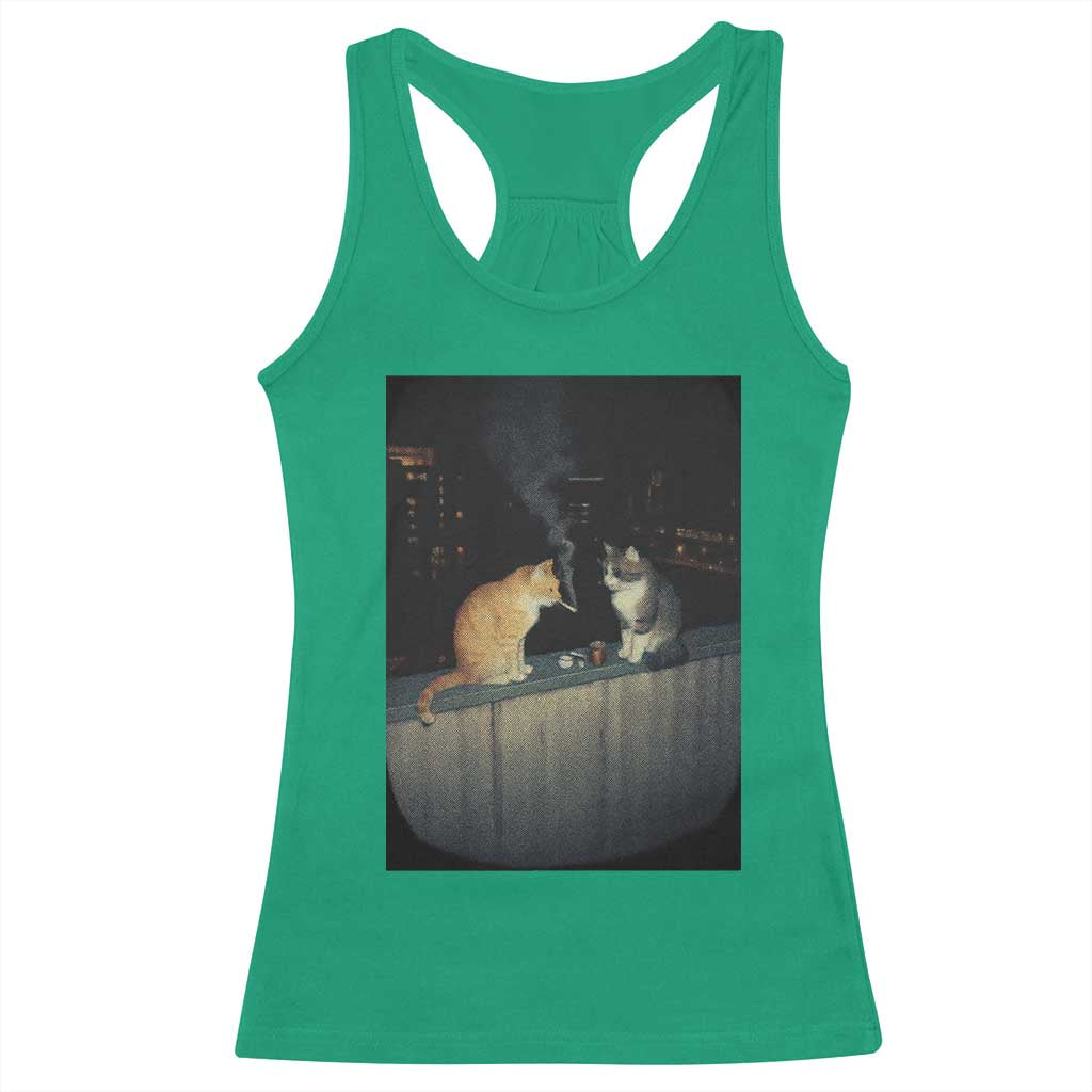 Funny Smoking Cat Racerback Tank Top Retro 90s Grunge Kitty Streetwear Meme TS10 Irish Green Print Your Wear