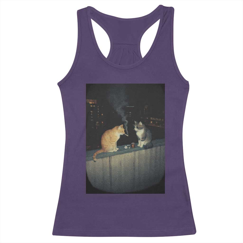 Funny Smoking Cat Racerback Tank Top Retro 90s Grunge Kitty Streetwear Meme TS10 Purple Print Your Wear