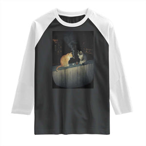 Funny Smoking Cat Raglan Shirt Retro 90s Grunge Kitty Streetwear Meme TS10 Black White Print Your Wear