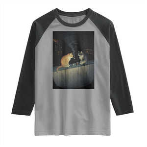 Funny Smoking Cat Raglan Shirt Retro 90s Grunge Kitty Streetwear Meme TS10 Sport Gray Black Print Your Wear