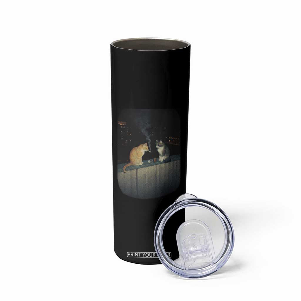 Funny Smoking Cat Skinny Tumbler Retro 90s Grunge Kitty Streetwear Meme TS10 Print Your Wear