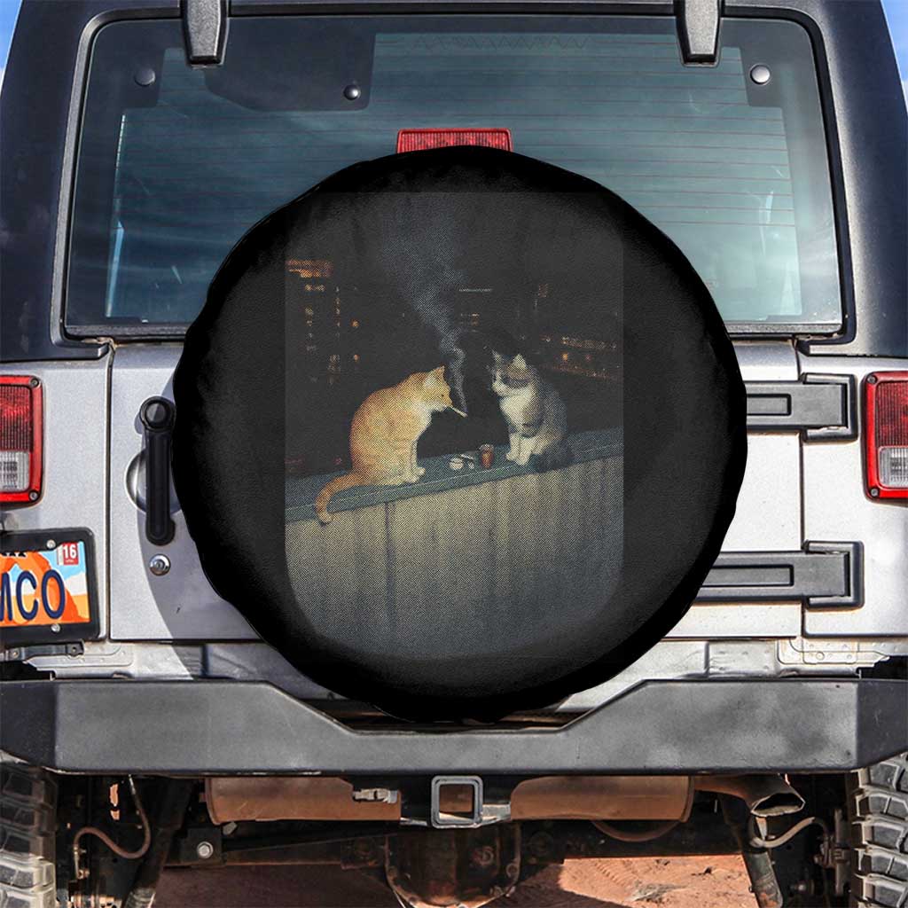 Funny Smoking Cat Spare Tire Cover Retro 90s Grunge Kitty Streetwear Meme TS10 No hole Black Print Your Wear