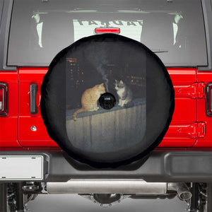 Funny Smoking Cat Spare Tire Cover Retro 90s Grunge Kitty Streetwear Meme TS10 Black Print Your Wear