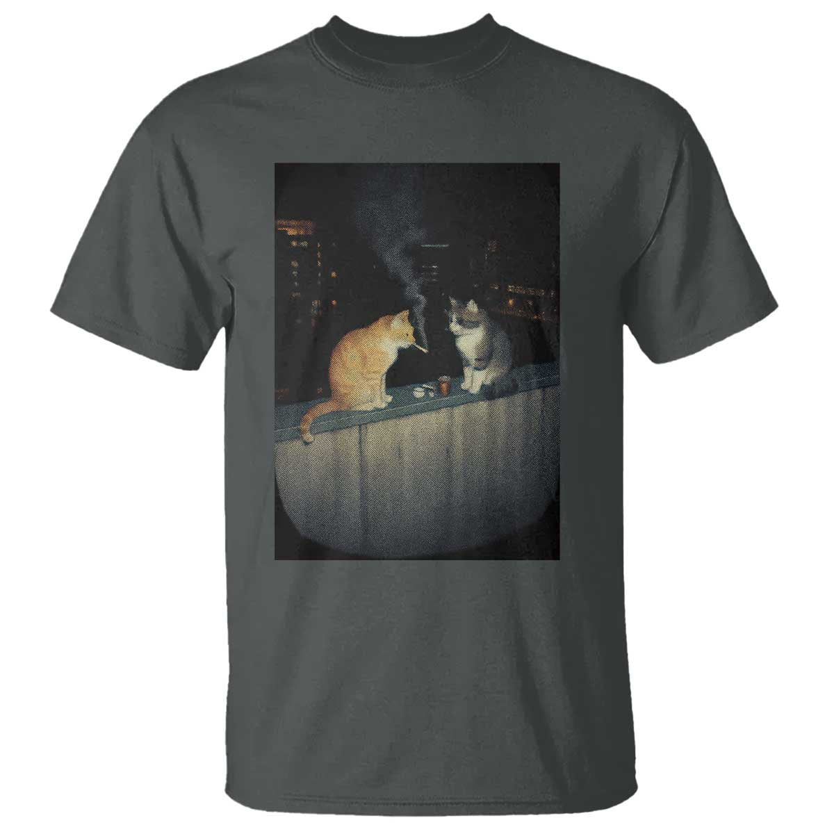 Funny Smoking Cat T Shirt Retro 90s Grunge Kitty Streetwear Meme TS10 Dark Heather Print Your Wear