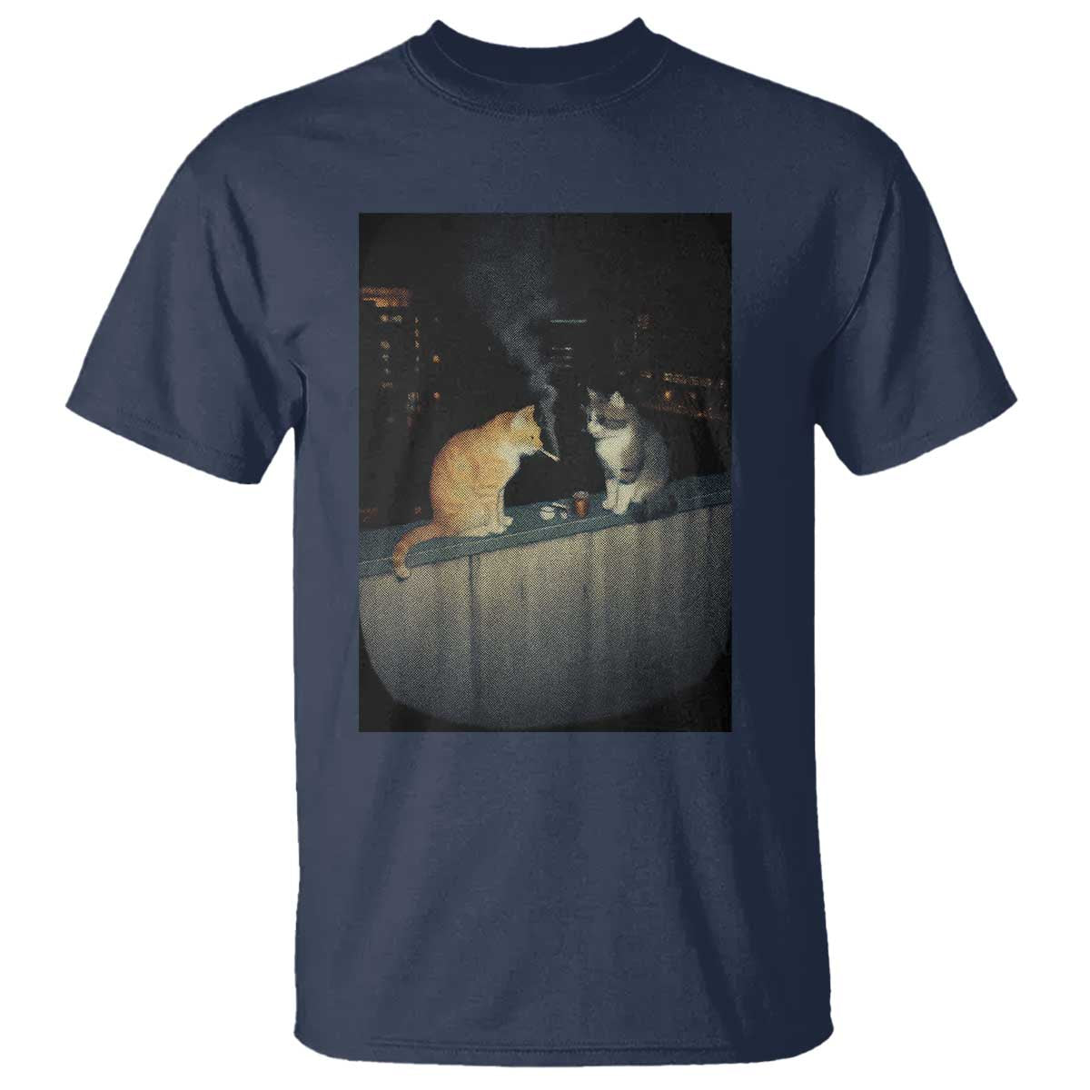 Funny Smoking Cat T Shirt Retro 90s Grunge Kitty Streetwear Meme TS10 Navy Print Your Wear