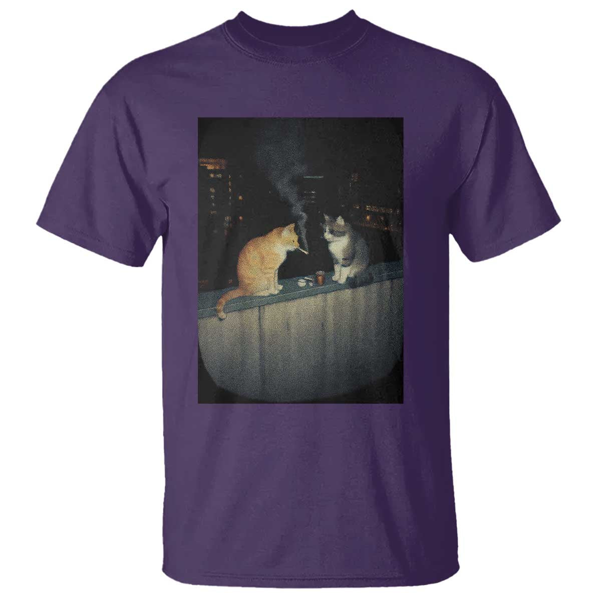 Funny Smoking Cat T Shirt Retro 90s Grunge Kitty Streetwear Meme TS10 Purple Print Your Wear